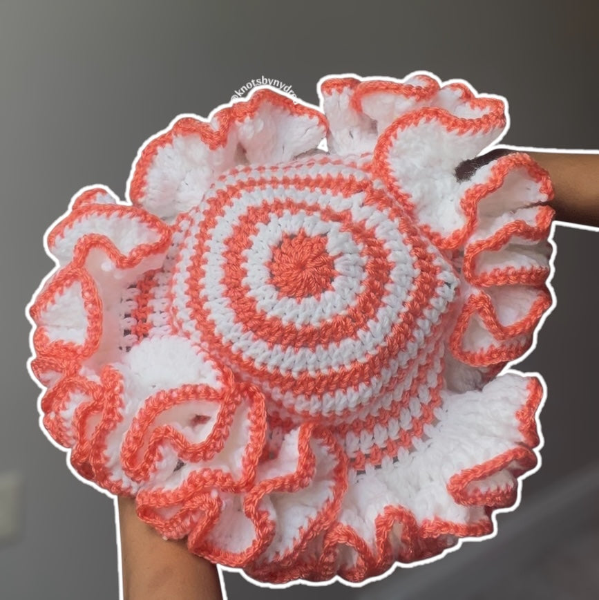Peach Mist Ruffle Hat|Crochet