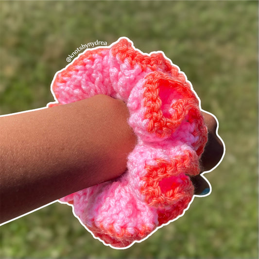 Pink and Orange Scrunchie|Crochet