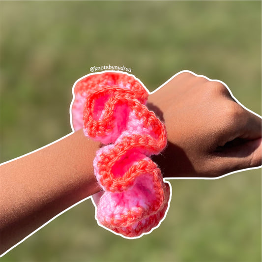 Pink and Orange Scrunchie|Crochet
