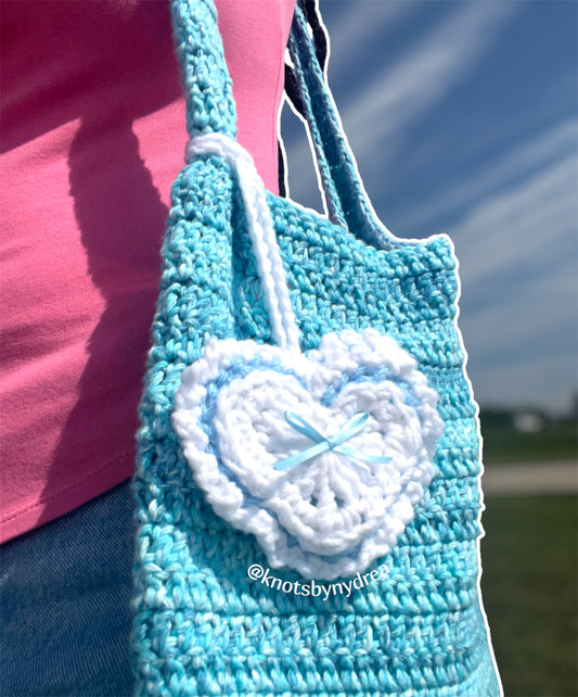 Purple Heart Bag Charm|Crochet