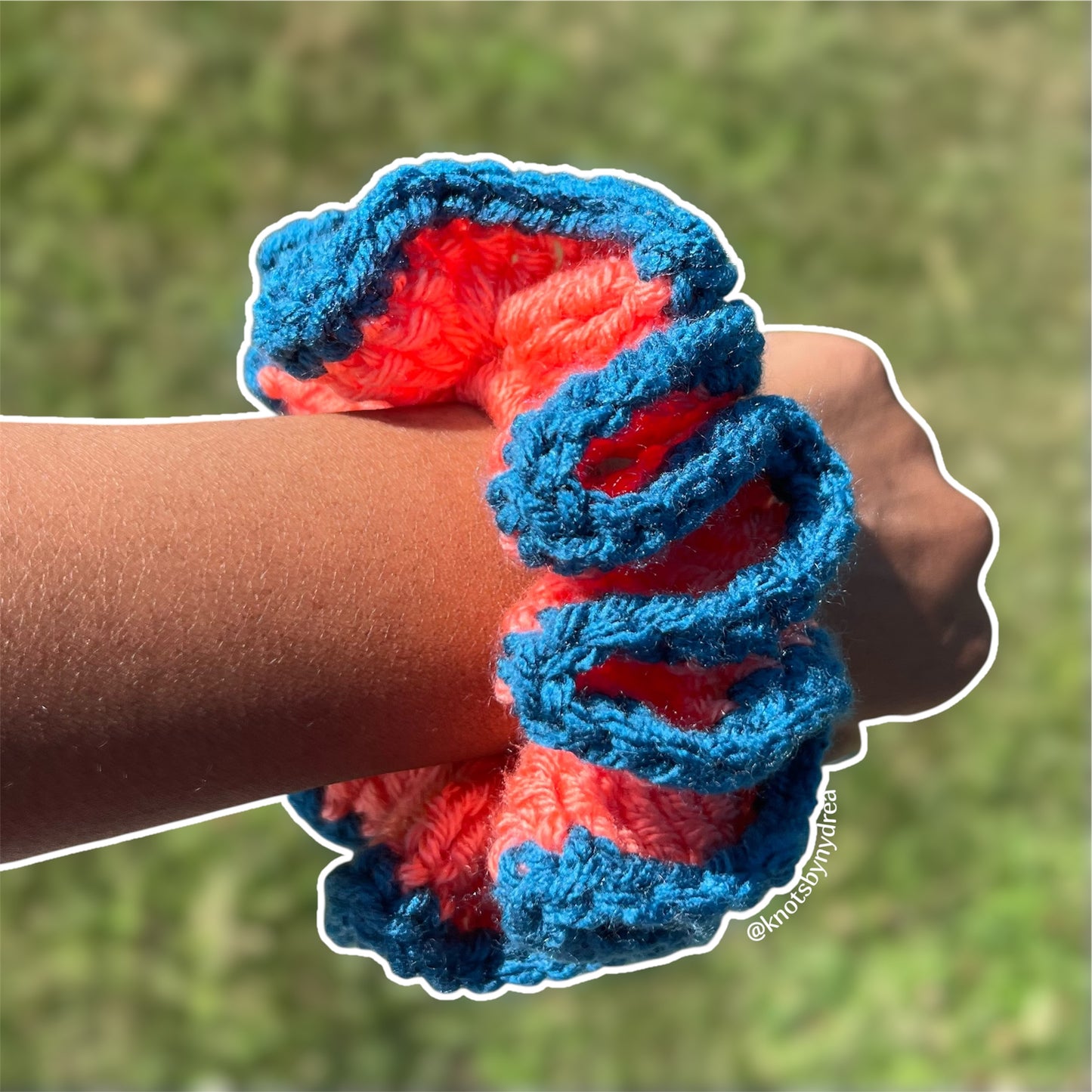 Orange and Blue Scrunchie|Crochet