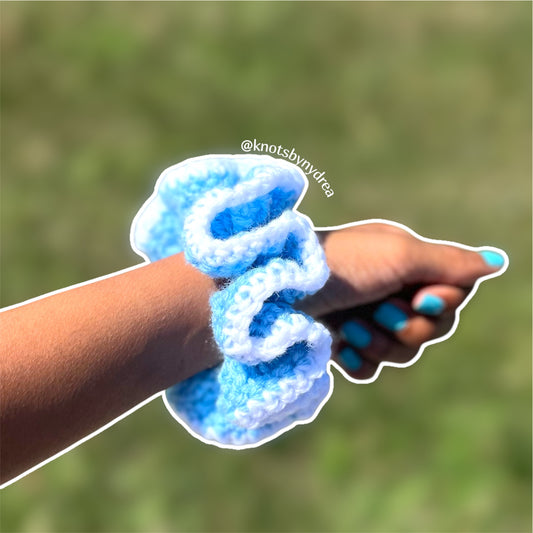 Blue and White Scrunchie|Crochet