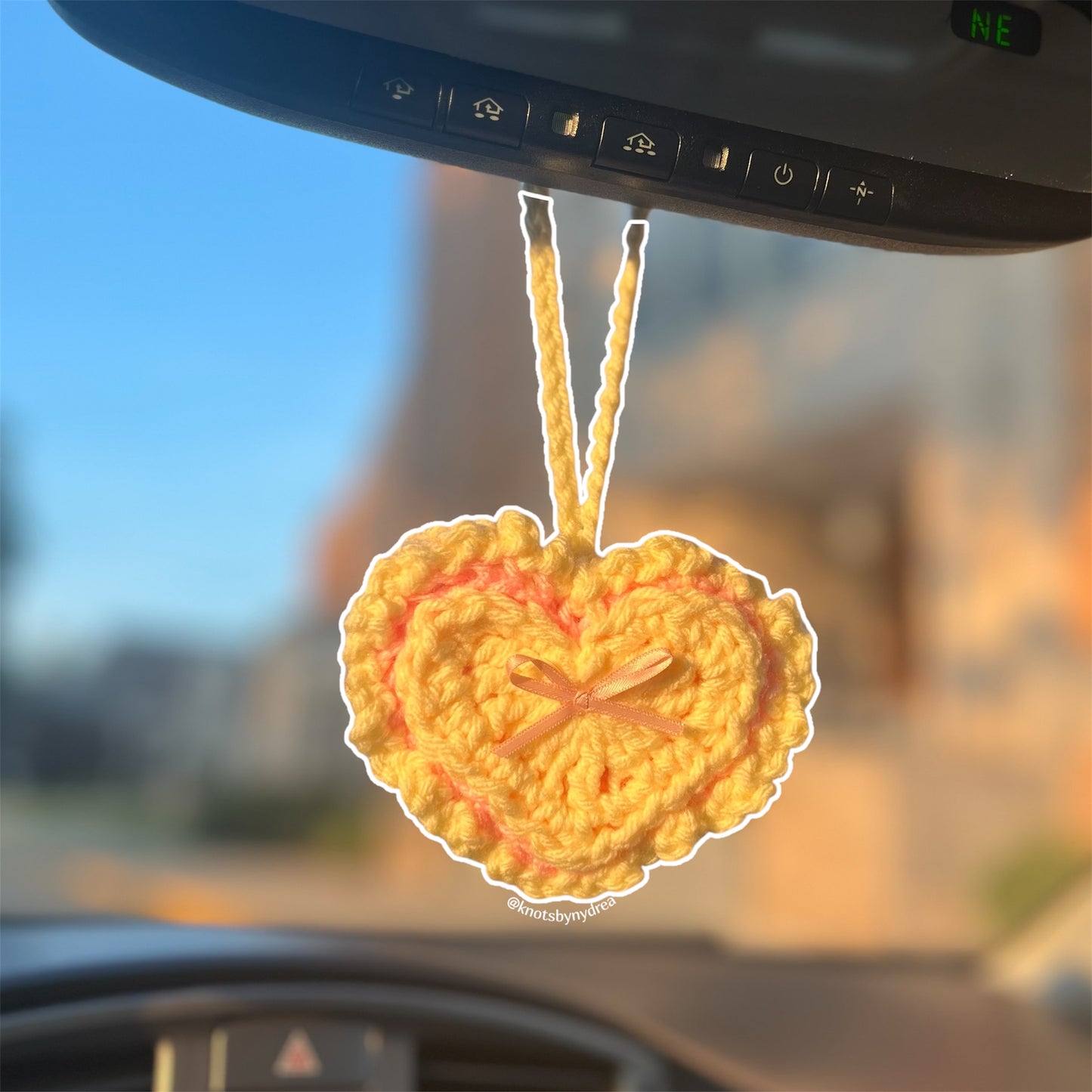 Yellow Heart Bag Charm|Crochet