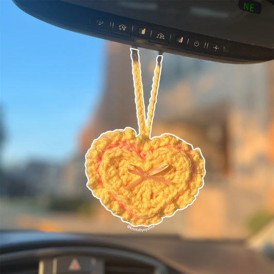 Yellow Heart Bag Charm|Crochet
