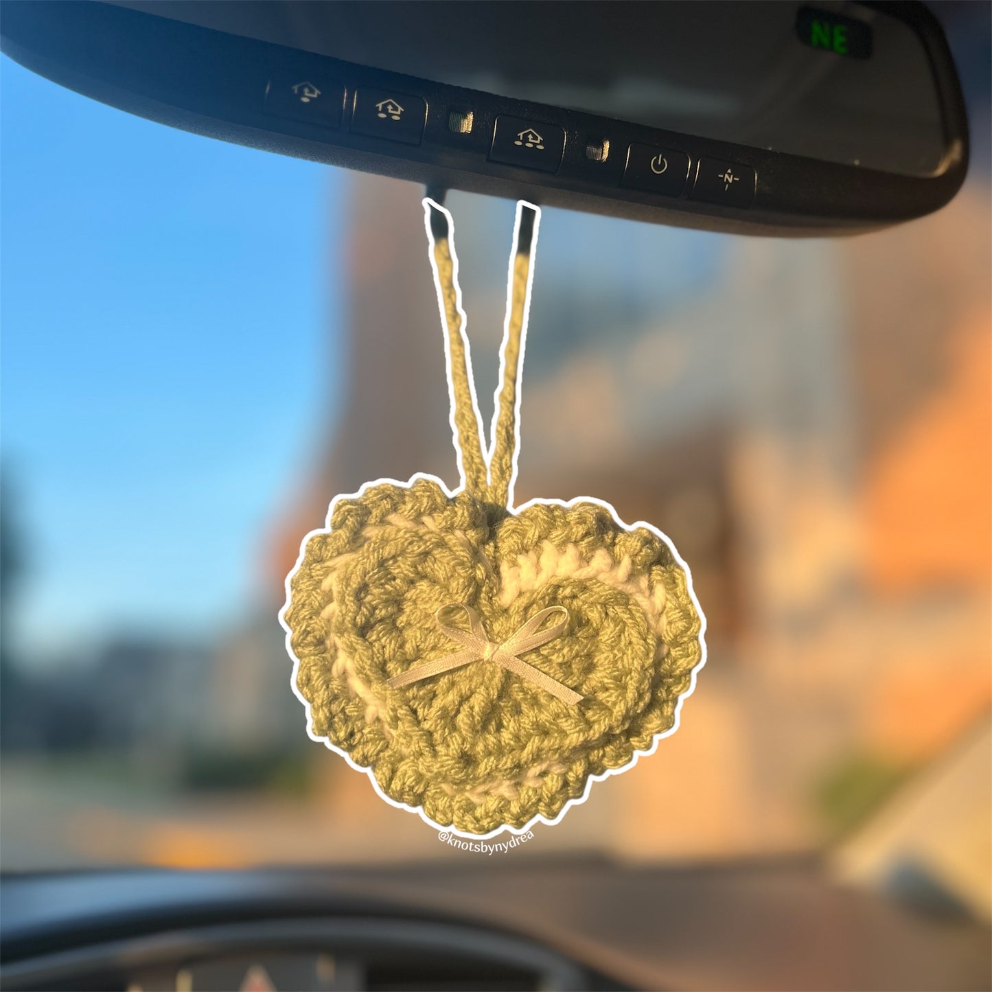 Green Heart Bag Charm|Crochet