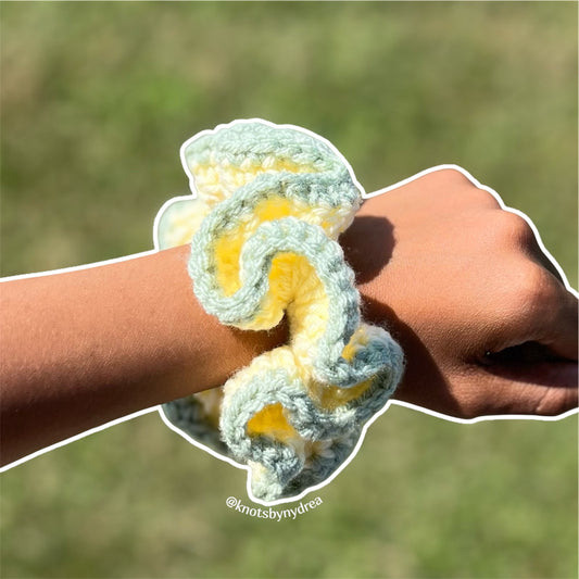 Yellow and Green Scrunchie|Crochet