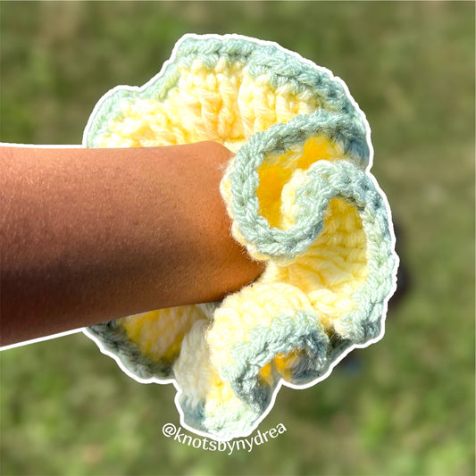 Yellow and Green Scrunchie|Crochet